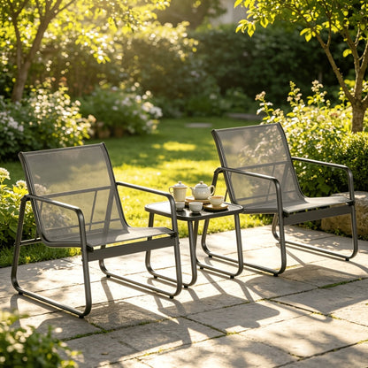 3-Piece Set Metal Patio Furniture Set with Two Chairs Included detail image - detail view 6
