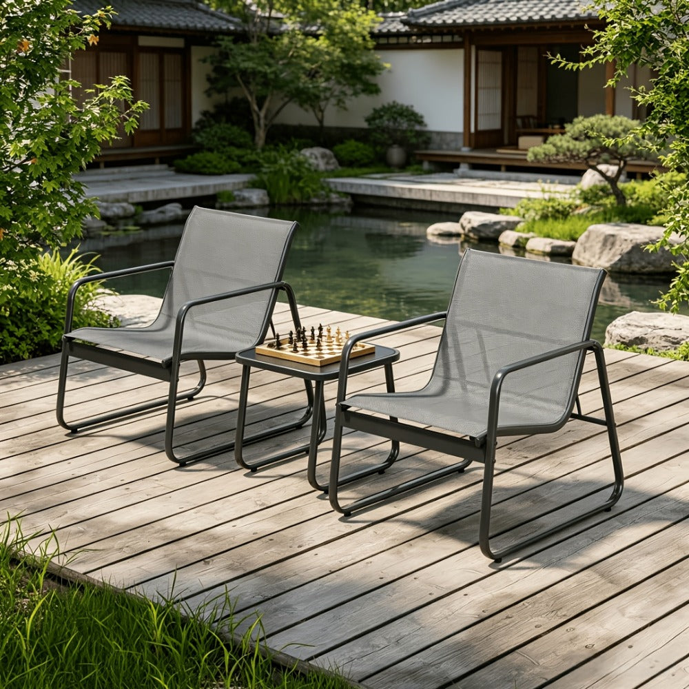 3-Piece Set Metal Patio Furniture Set with Two Chairs Included detail image - detail view 7