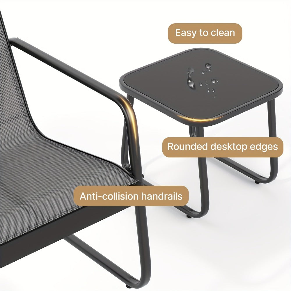 3-Piece Set Metal Patio Furniture Set with Two Chairs Included detail image - detail view 8