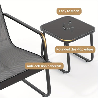 3-Piece Set Metal Patio Furniture Set with Two Chairs Included detail image - detail view 8