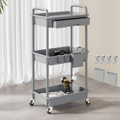 Rolling Utility Cart shown in the Gray, 3 Tier option
