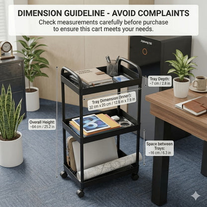 3-Tier 360° Rotating Storage Cart with 360° Swivel for Organized Everyday Storage detail image - detail view 10