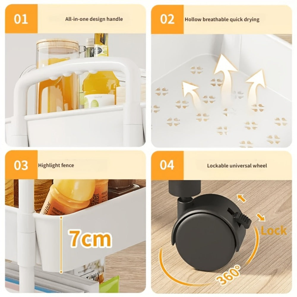 3-Tier 360° Rotating Storage Cart with 360° Swivel for Organized Everyday Storage detail image - detail view 11
