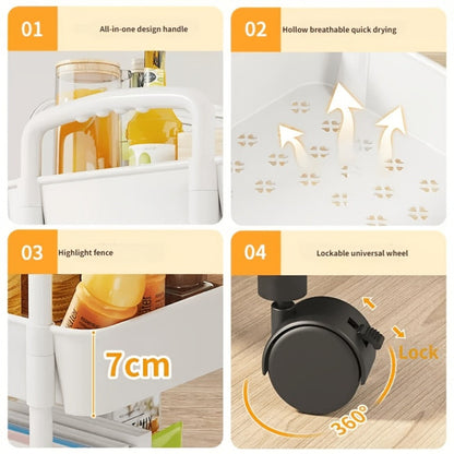 3-Tier 360° Rotating Storage Cart with 360° Swivel for Organized Everyday Storage detail image - detail view 11