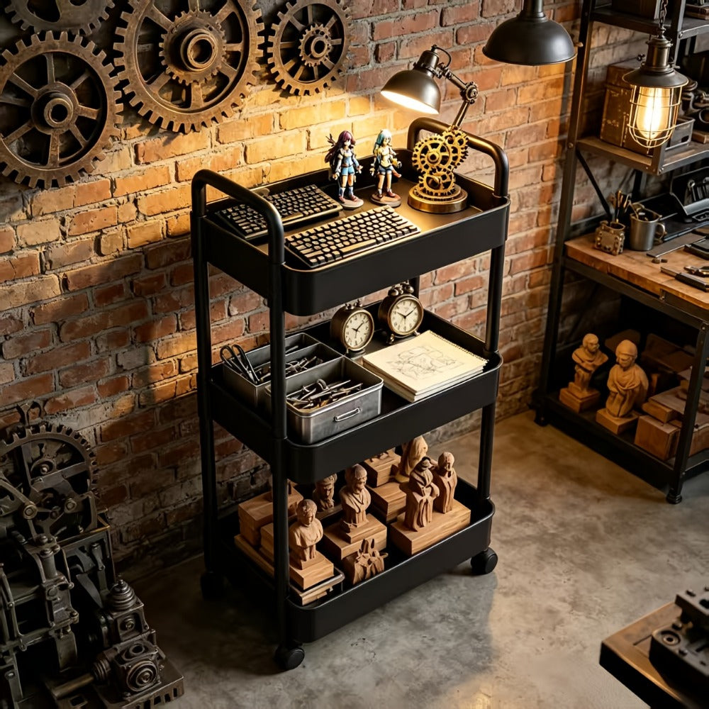 3-Tier 360° Rotating Storage Cart with 360° Swivel for Organized Everyday Storage detail image - detail view 7