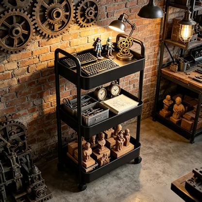 3-Tier 360° Rotating Storage Cart with 360° Swivel for Organized Everyday Storage detail image - detail view 7