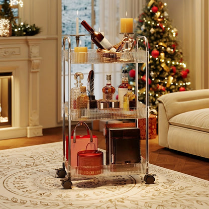 3-Tier Acrylic Rolling Storage Carts And Utility Carts with 360° Swivel for Living Room detail image - detail view 10