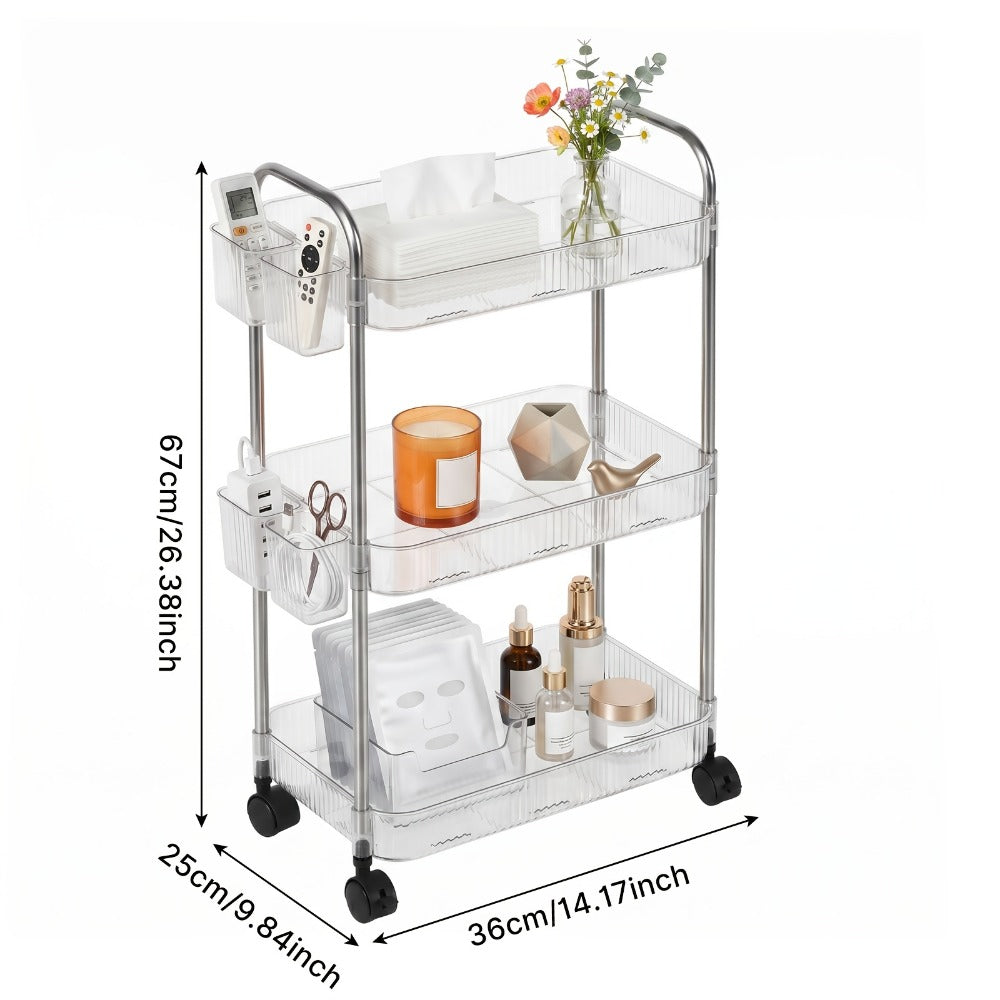 3-Tier Acrylic Rolling Storage Carts And Utility Carts with 360° Swivel for Living Room detail image - detail view 12