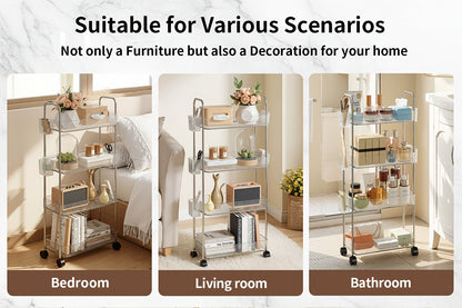 3-Tier Acrylic Rolling Storage Carts And Utility Carts with 360° Swivel for Living Room detail image - detail view 15