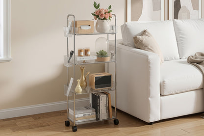 3-Tier Acrylic Rolling Storage Carts And Utility Carts with 360° Swivel for Living Room detail image - detail view 18