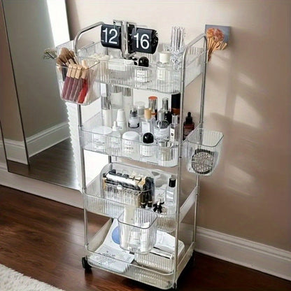 3-Tier Acrylic Rolling Storage Carts And Utility Carts with 360° Swivel for Living Room detail image - detail view 5