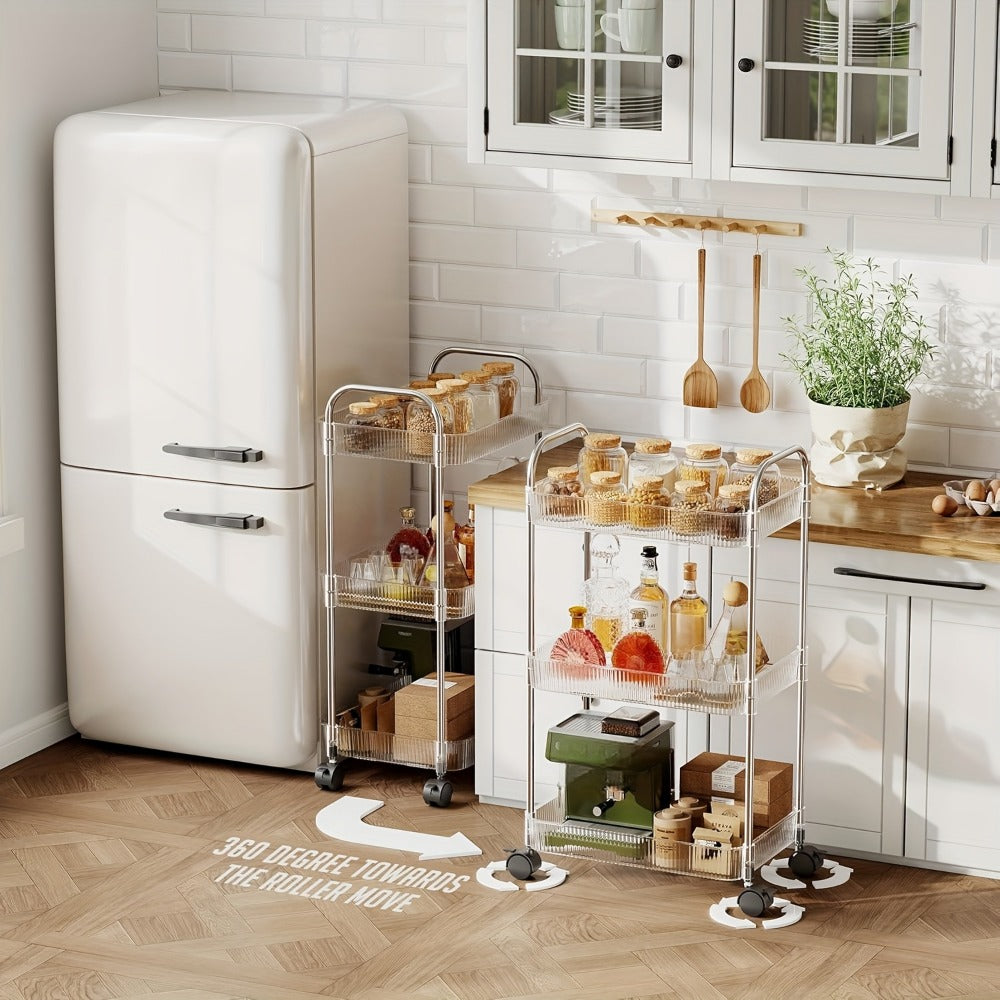 3-Tier Acrylic Rolling Storage Carts And Utility Carts with 360° Swivel for Living Room detail image - detail view 9