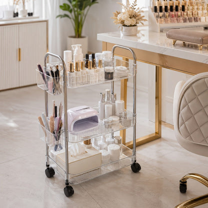 Rolling Storage Carts and Utility Carts, 3-Tier Acrylic Rolling Storage Cart with 3 shown in the main product view