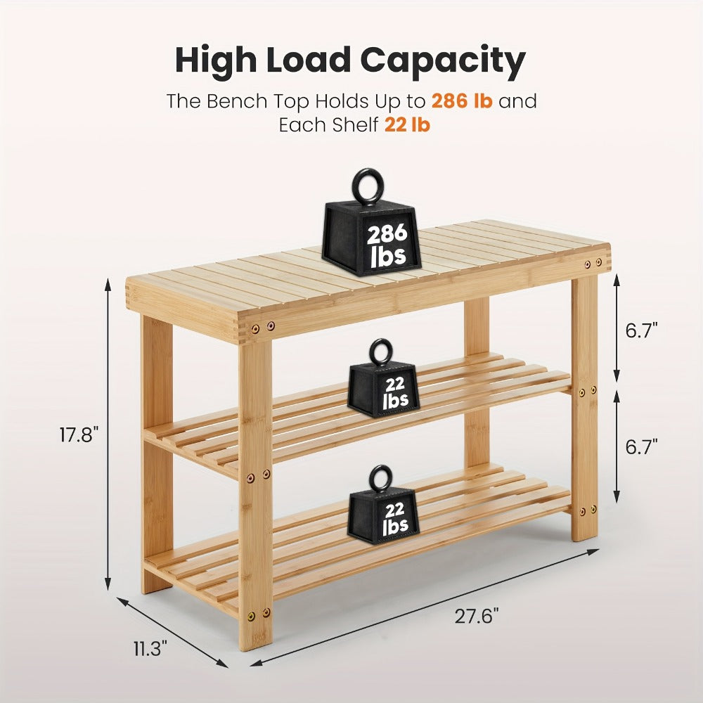 3-Tier Bamboo Shoe Rack, Closet Shoe Shelf for Organized Everyday Storage in Entryway detail image