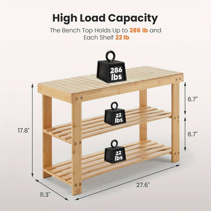 3-Tier Bamboo Shoe Rack, Closet Shoe Shelf for Organized Everyday Storage in Entryway detail image