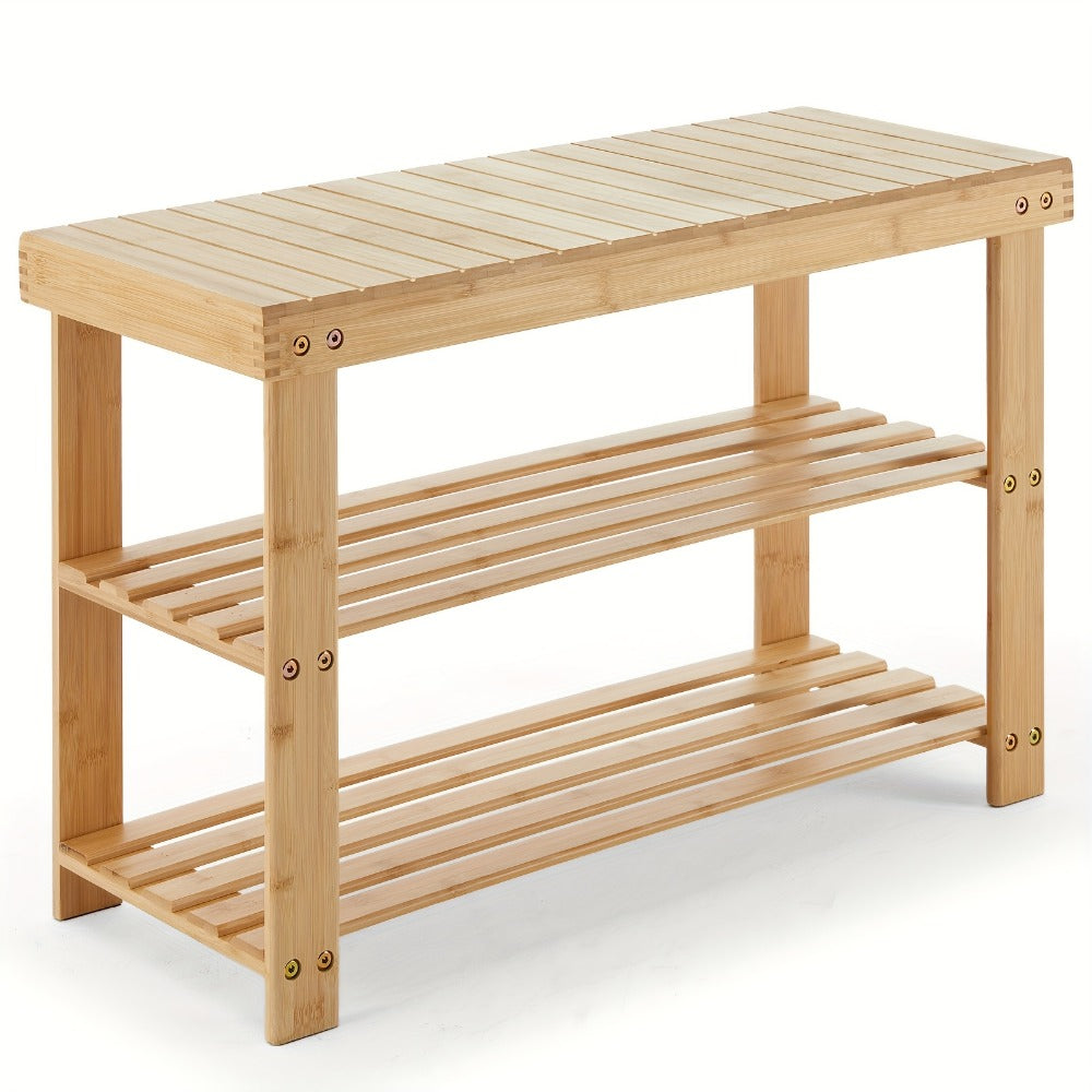 3-Tier Bamboo Shoe Rack, Closet Shoe Shelf for Organized Everyday Storage in Entryway detail image - detail view 3