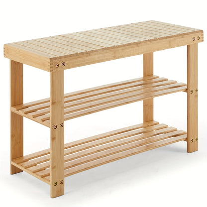 3-Tier Bamboo Shoe Rack, Closet Shoe Shelf for Organized Everyday Storage in Entryway detail image - detail view 3