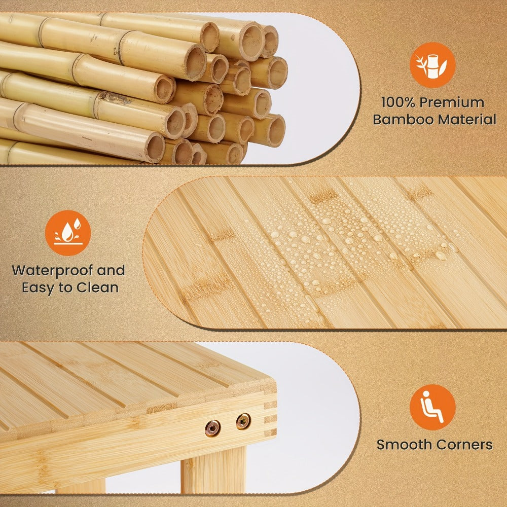3-Tier Bamboo Shoe Rack, Closet Shoe Shelf for Organized Everyday Storage in Entryway detail image - detail view 6