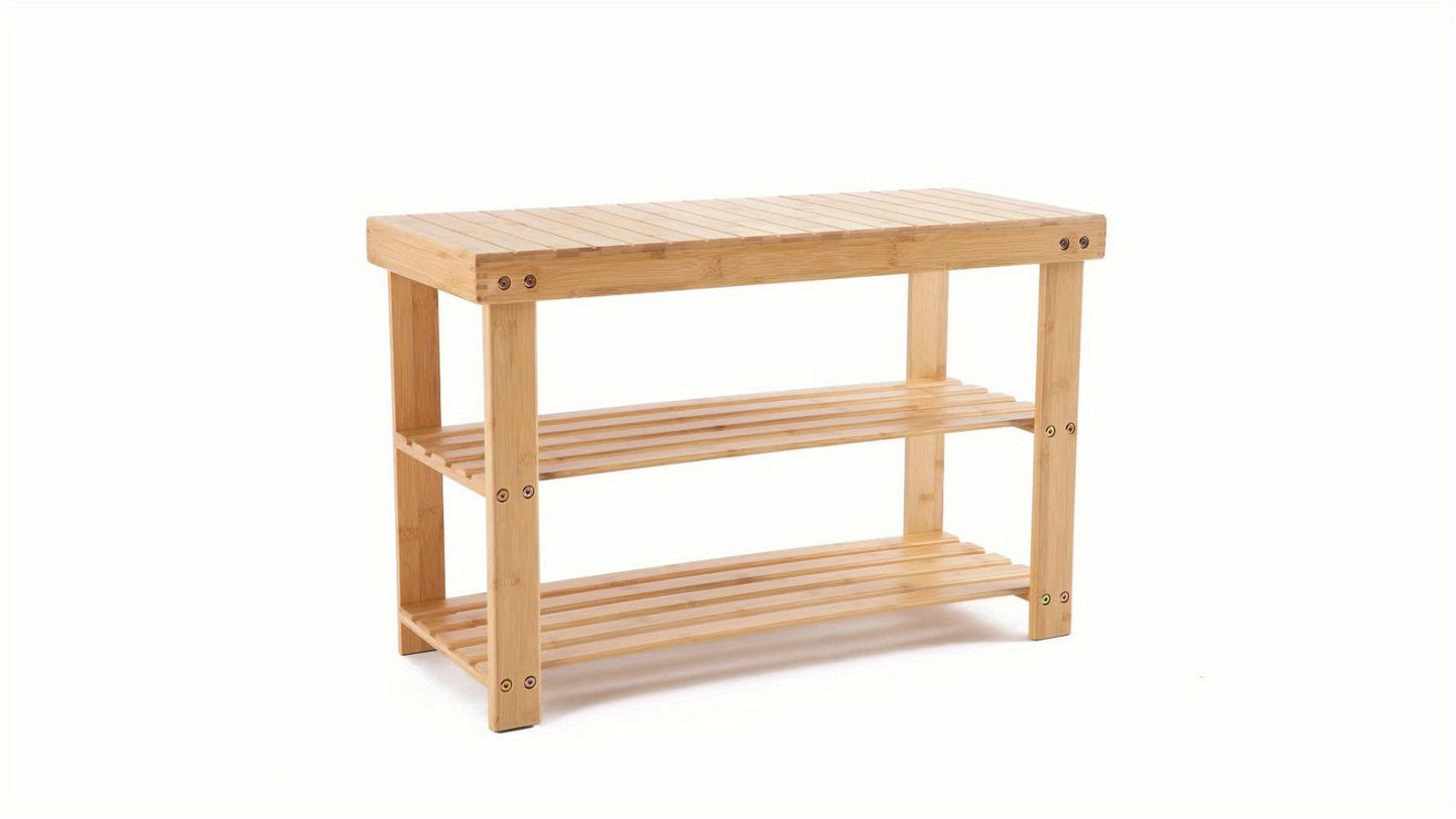 3-Tier Bamboo Shoe Rack, Closet Shoe Shelf for Organized Everyday Storage in Entryway detail image - detail view 9