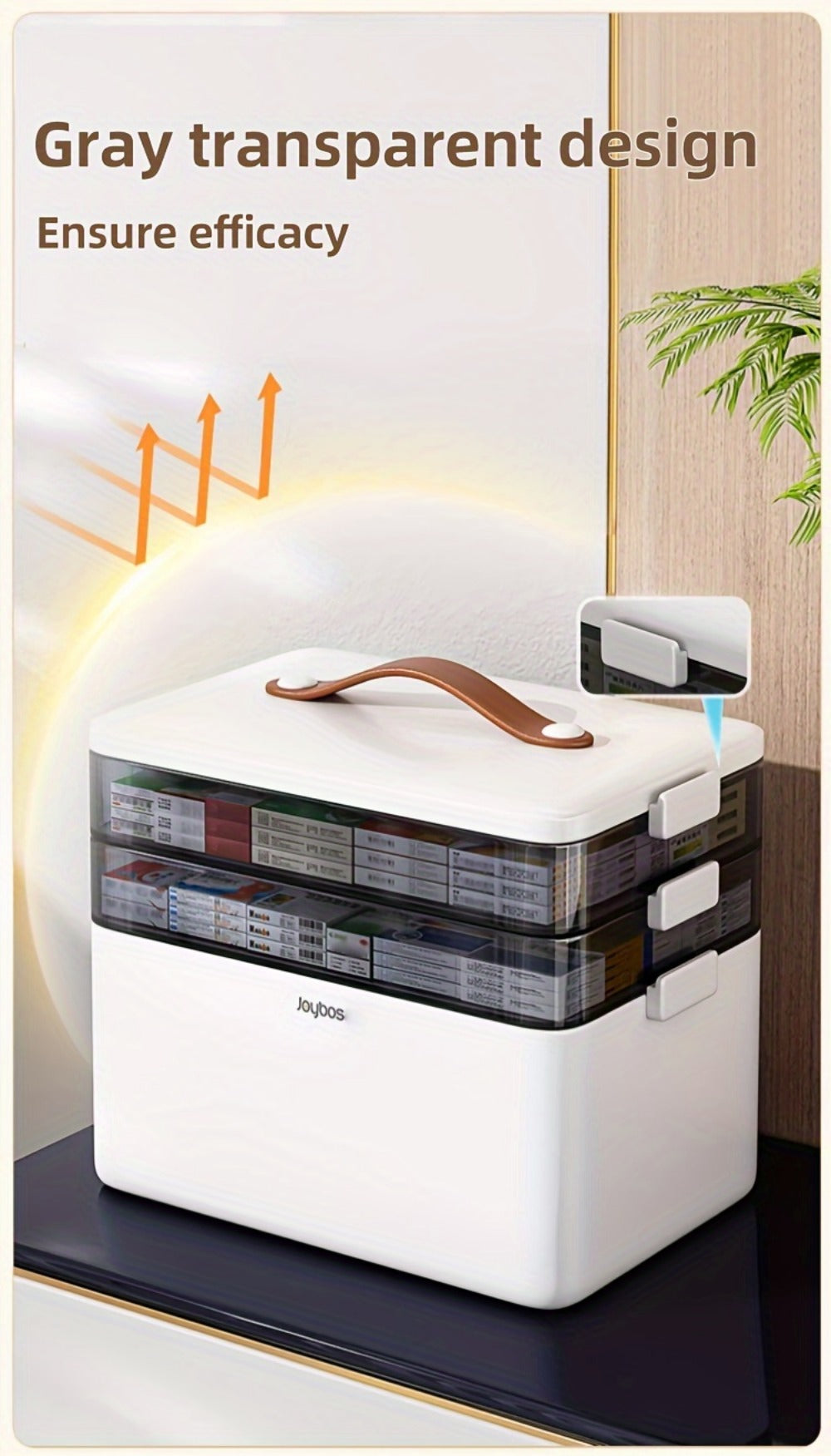 3-Tier Clear Storage Organizer with Secure Lid and Large-Capacity Storage detail image - detail view 14