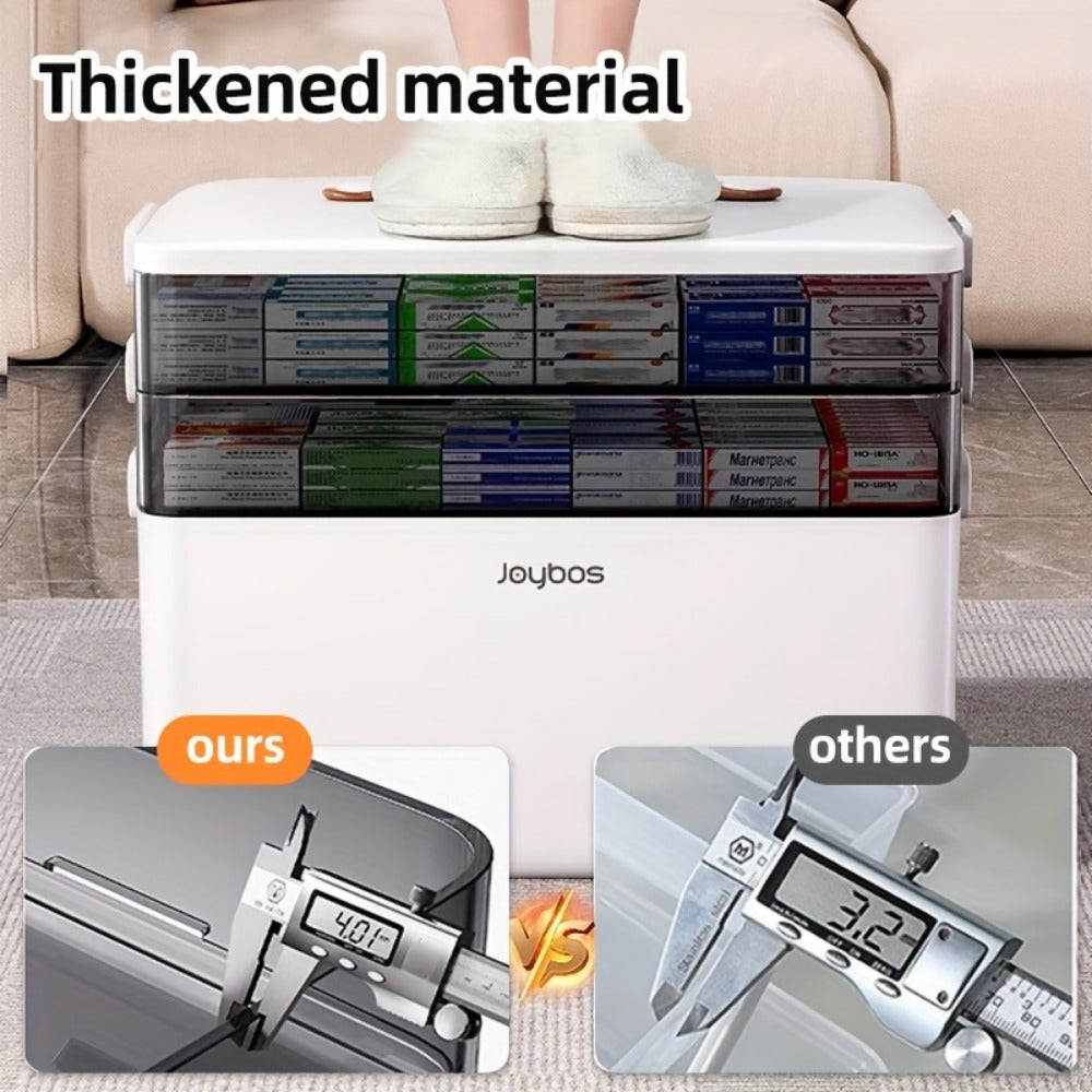 3-Tier Clear Storage Organizer with Secure Lid and Large-Capacity Storage detail image - detail view 5