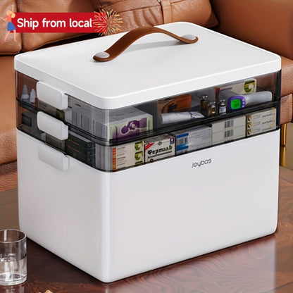 Storage Organizer, 3-Tier Family Medicine Storage Box with Lid Clear Visible Multi-Purpose shown in the main product view