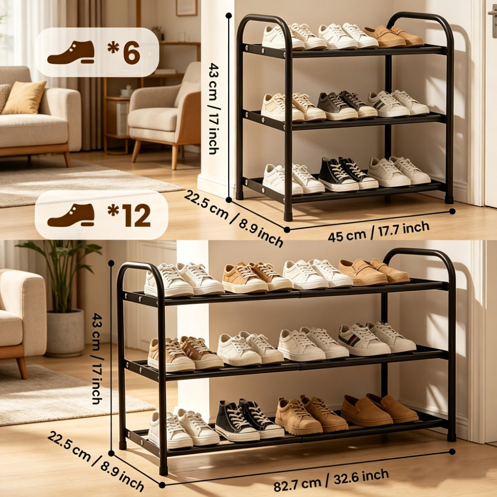 3-Tier Freestanding Shoe Rack, Freestanding Shoe Storage Rack for Entryway detail image