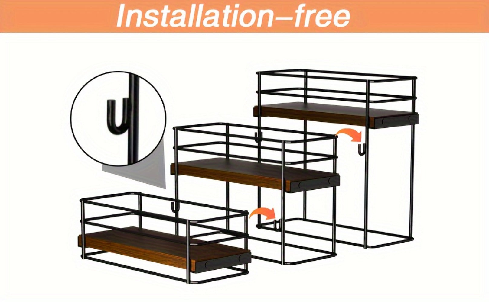 3-Tier Kitchen Storage And Organization with Tool-Free Assembly detail image - detail view 8