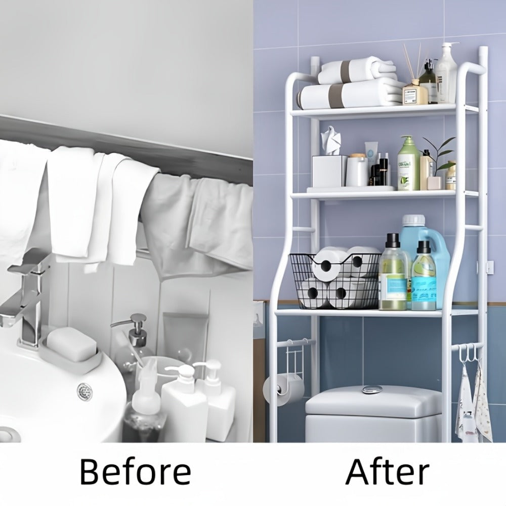 3-Tier Metal Bathroom Storage Rack with Tool-Free Assembly for Organized Everyday Storage detail image - detail view 12