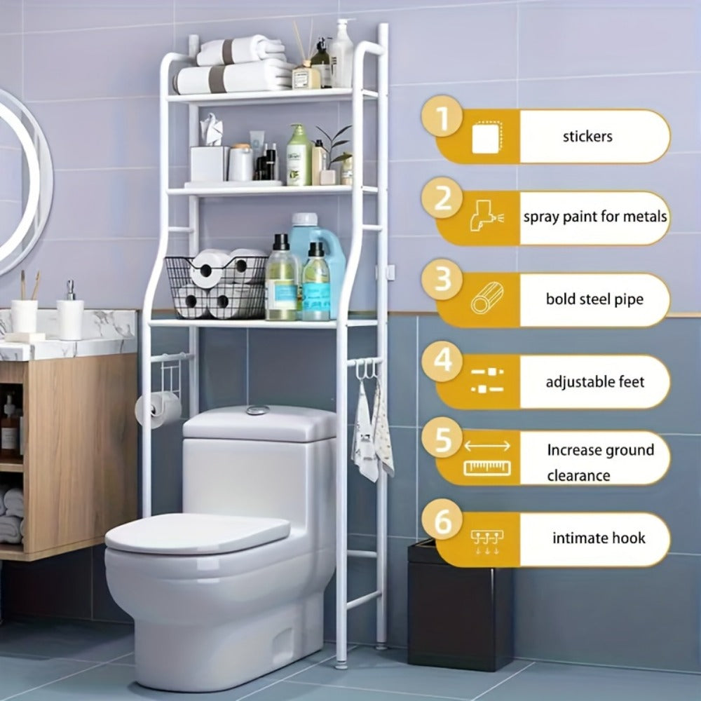 3-Tier Metal Bathroom Storage Rack with Tool-Free Assembly for Organized Everyday Storage detail image