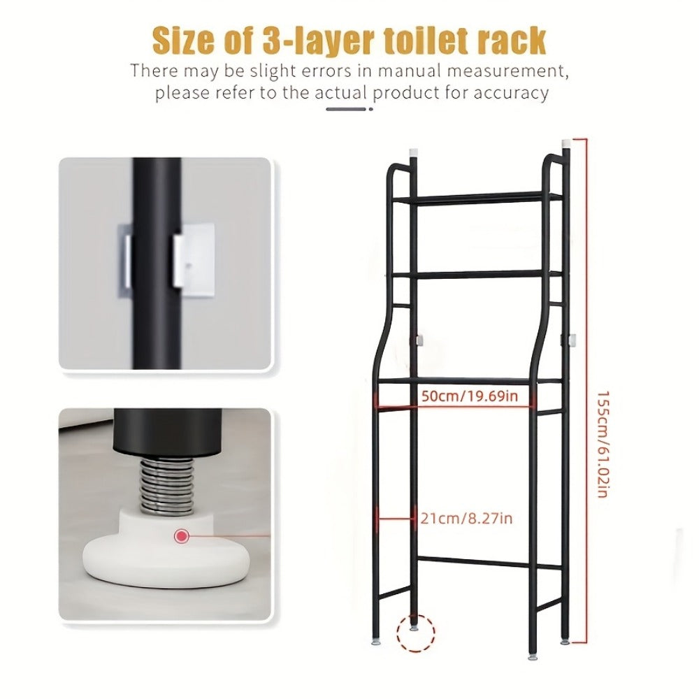 3-Tier Metal Bathroom Storage Rack with Tool-Free Assembly for Organized Everyday Storage detail image - detail view 4