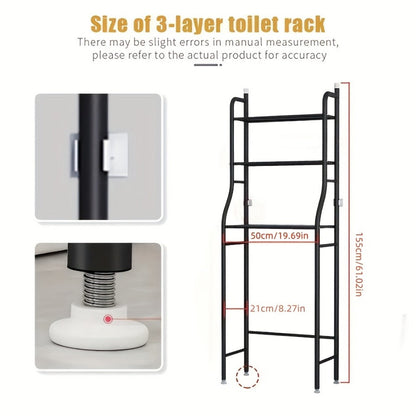 3-Tier Metal Bathroom Storage Rack with Tool-Free Assembly for Organized Everyday Storage detail image - detail view 4
