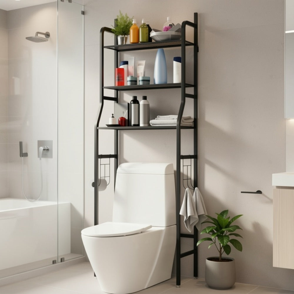 3-Tier Metal Over-the-Toilet Storage Organizer, Bathroom Space Saver detail image - detail view 7
