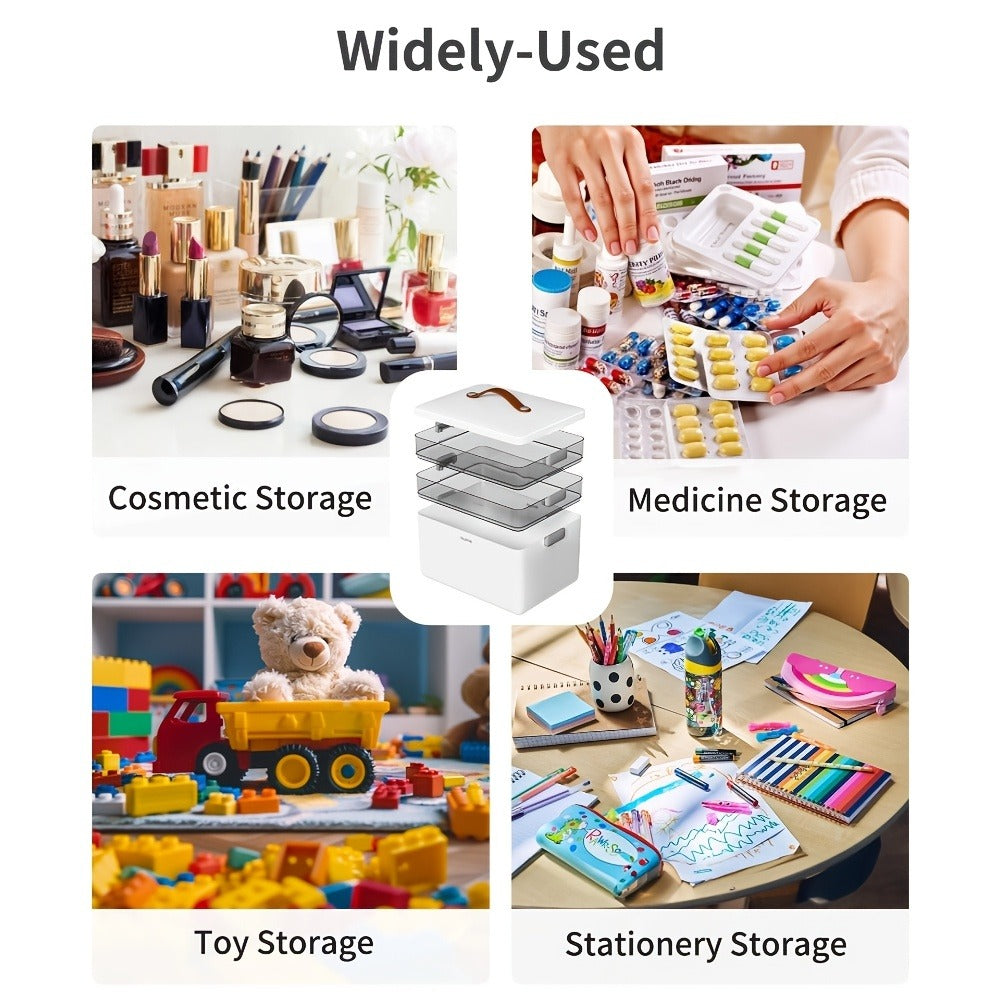 3-Tier Plastic Medicine Cabinet with Carry Handle for Organized Everyday Storage detail image - detail view 10