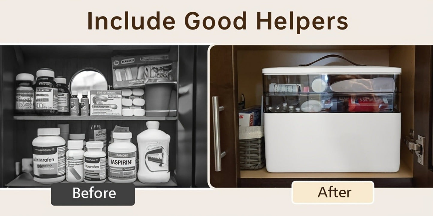 3-Tier Plastic Medicine Cabinet with Carry Handle for Organized Everyday Storage detail image - detail view 12