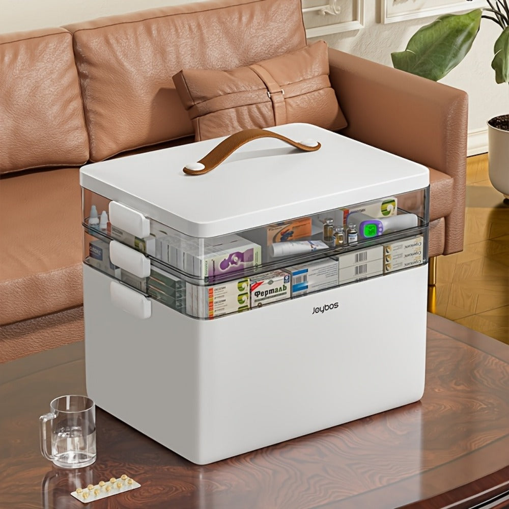 3-Tier Plastic Medicine Cabinet with Carry Handle for Organized Everyday Storage detail image - detail view 7