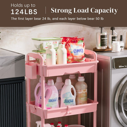 3-Tier Plastic Rolling Utility Cart for Living Room and Bedroom detail image - detail view 12