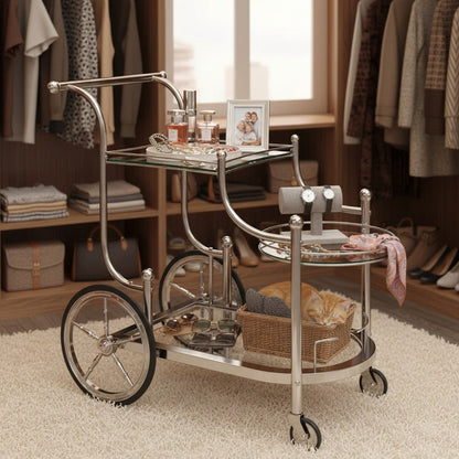 3-Tier Rolling Bar Carts And Serving Carts with Rolling Wheels for Living Room detail image - detail view 4