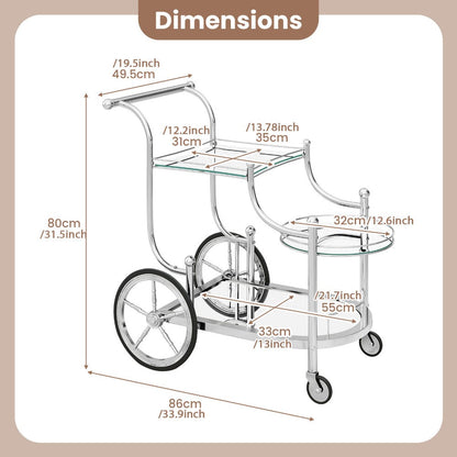 3-Tier Rolling Bar Carts And Serving Carts with Rolling Wheels for Living Room detail image - detail view 5