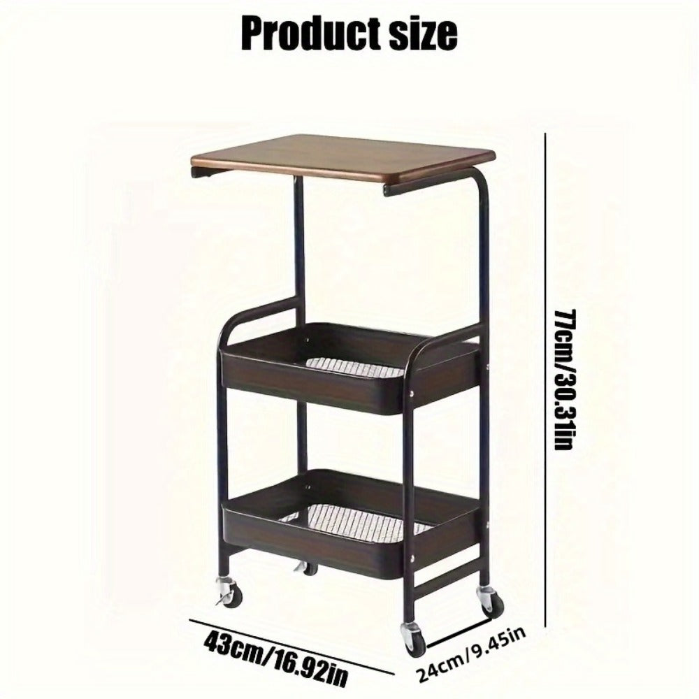 3-Tier Rolling Kitchen Cart with Rolling Wheels for Organized Everyday Storage detail image - detail view 4