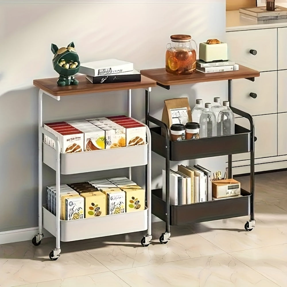 Kitchen Cart, 3-Tier Heavy Duty Metal Rolling with Shelves Mobile Storage Cart Space shown in the main product view