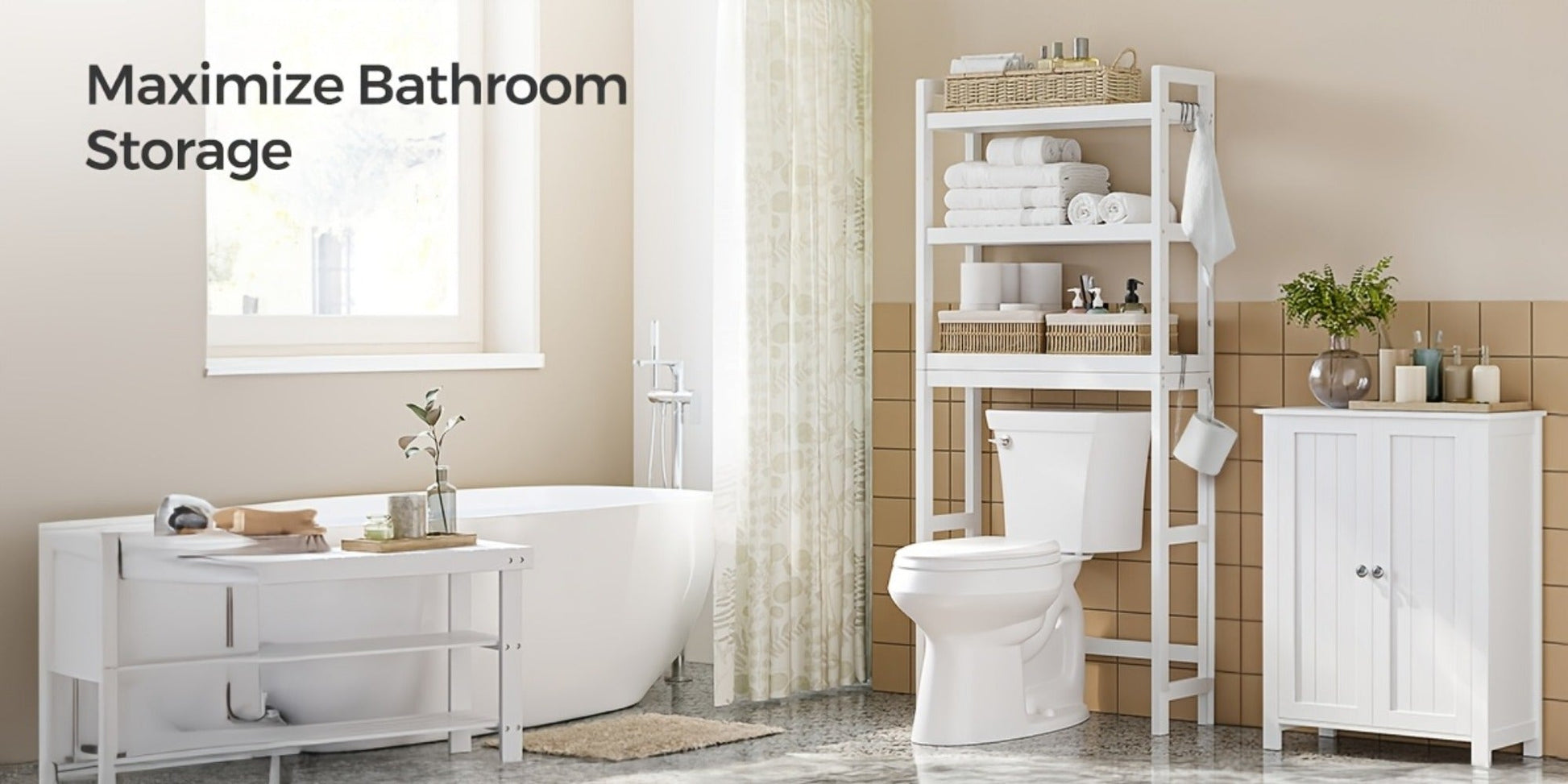3-Tier Space-Saving Over-the-Toilet Storage Organizer with Adjustable Height for Entryway detail image - detail view 16