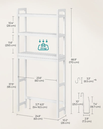 3-Tier Space-Saving Over-the-Toilet Storage Organizer with Adjustable Height for Entryway detail image - detail view 17