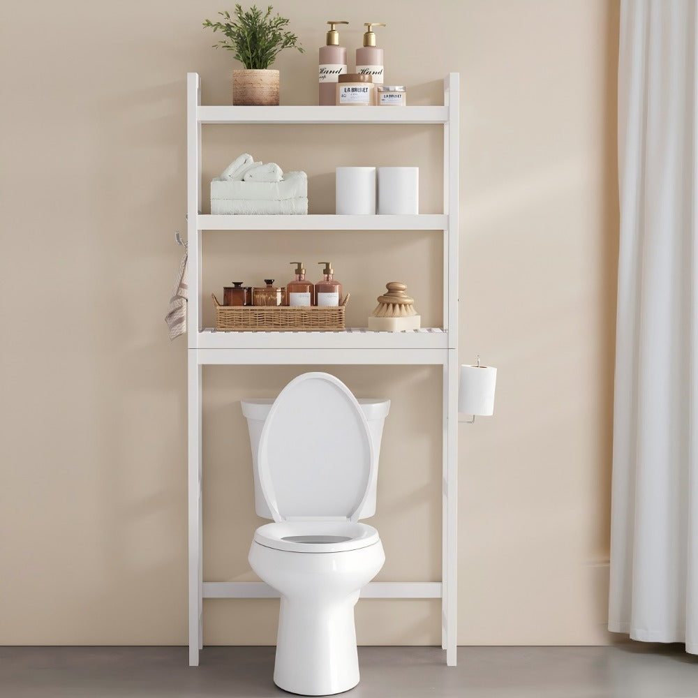 3-Tier Space-Saving Over-the-Toilet Storage Organizer with Adjustable Height for Entryway detail image