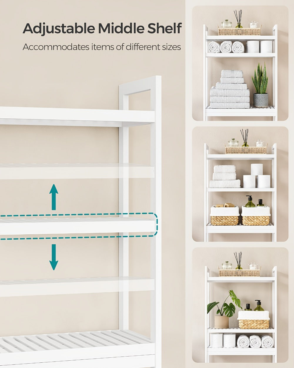 3-Tier Space-Saving Over-the-Toilet Storage Organizer with Adjustable Height for Entryway detail image - detail view 20