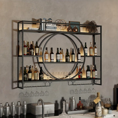 3-Tier Wall-Mounted Wine Rack with Wine Glass Holder for Living Room detail image - detail view 11
