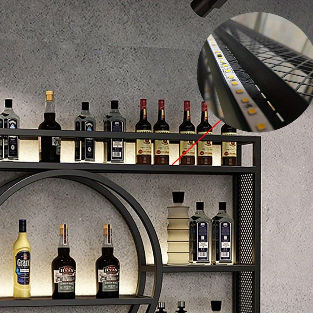 3-Tier Wall-Mounted Wine Rack with Wine Glass Holder for Living Room detail image