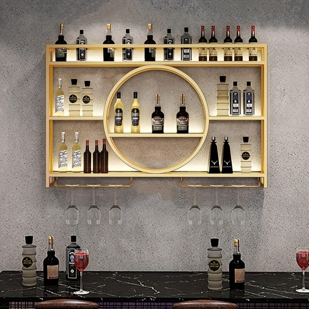 3-Tier Wall-Mounted Wine Rack with Wine Glass Holder for Living Room detail image - detail view 3