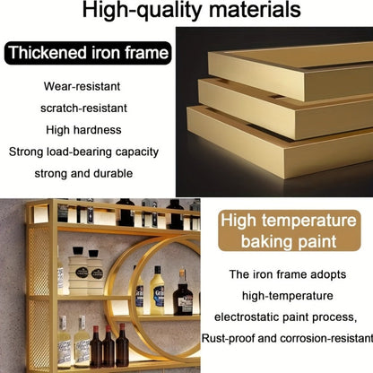 3-Tier Wall-Mounted Wine Rack with Wine Glass Holder for Living Room detail image - detail view 6