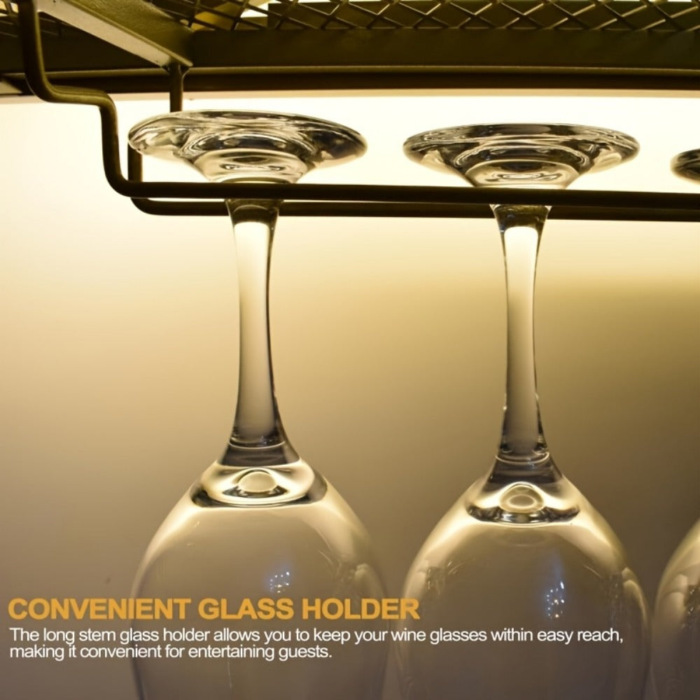 3-Tier Wall-Mounted Wine Rack with Wine Glass Holder for Living Room detail image - detail view 8